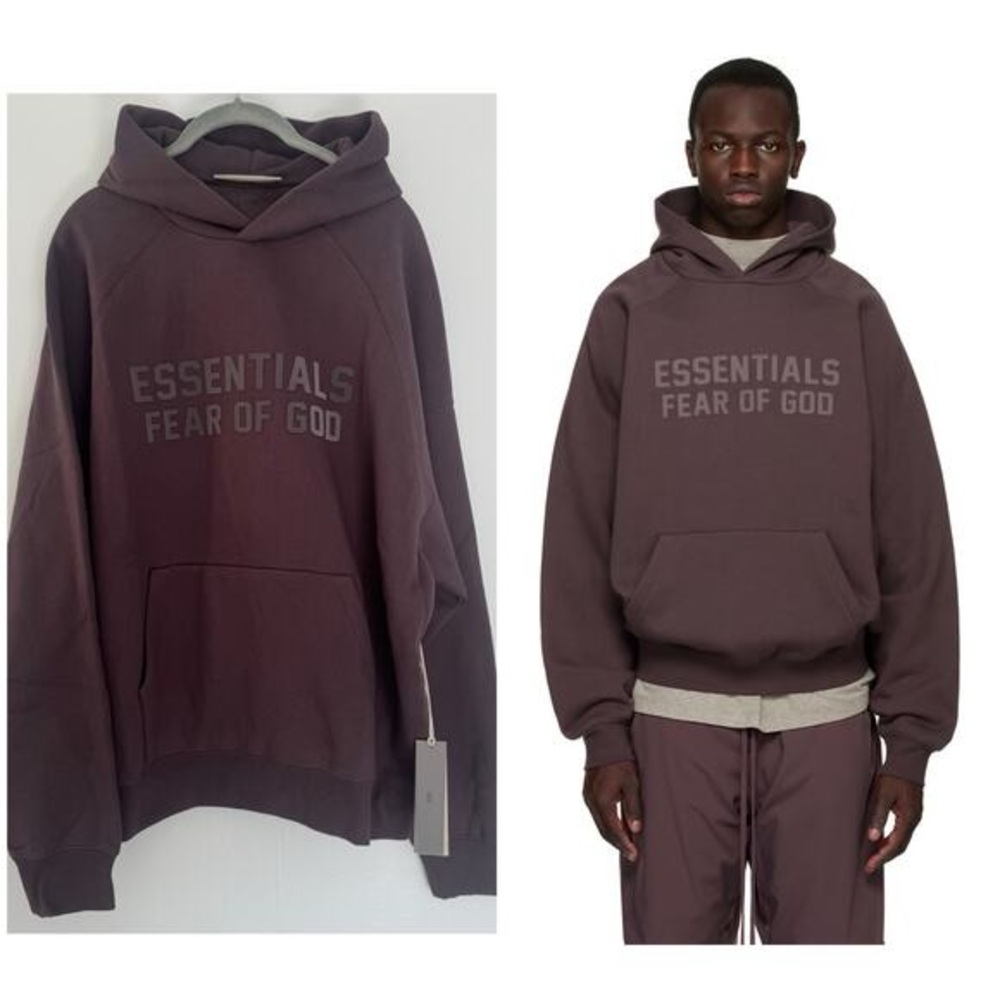 Fear of God Essentials Brown Pullover Hoodie with Logo